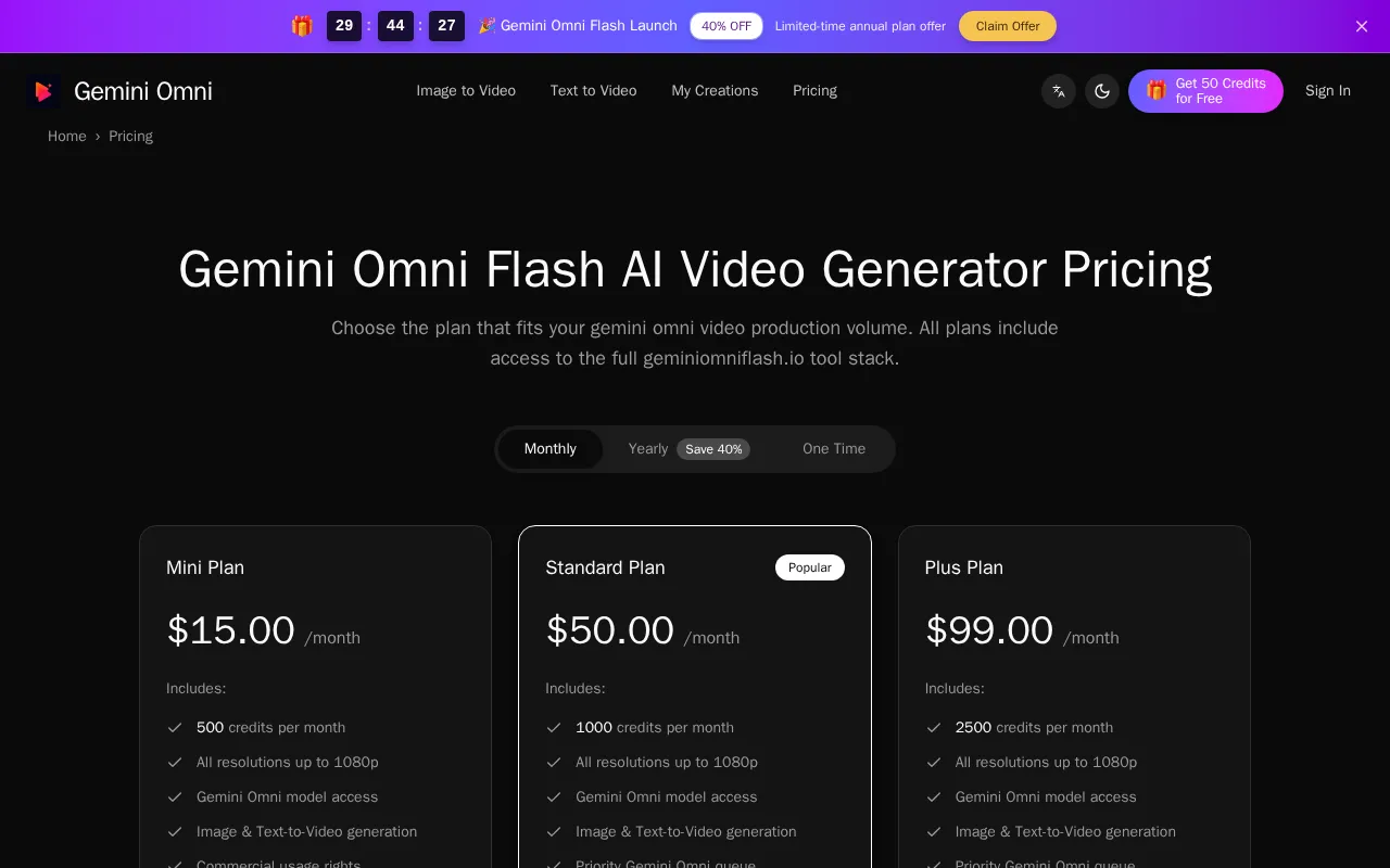 Gemini Omni Flash — pricing page