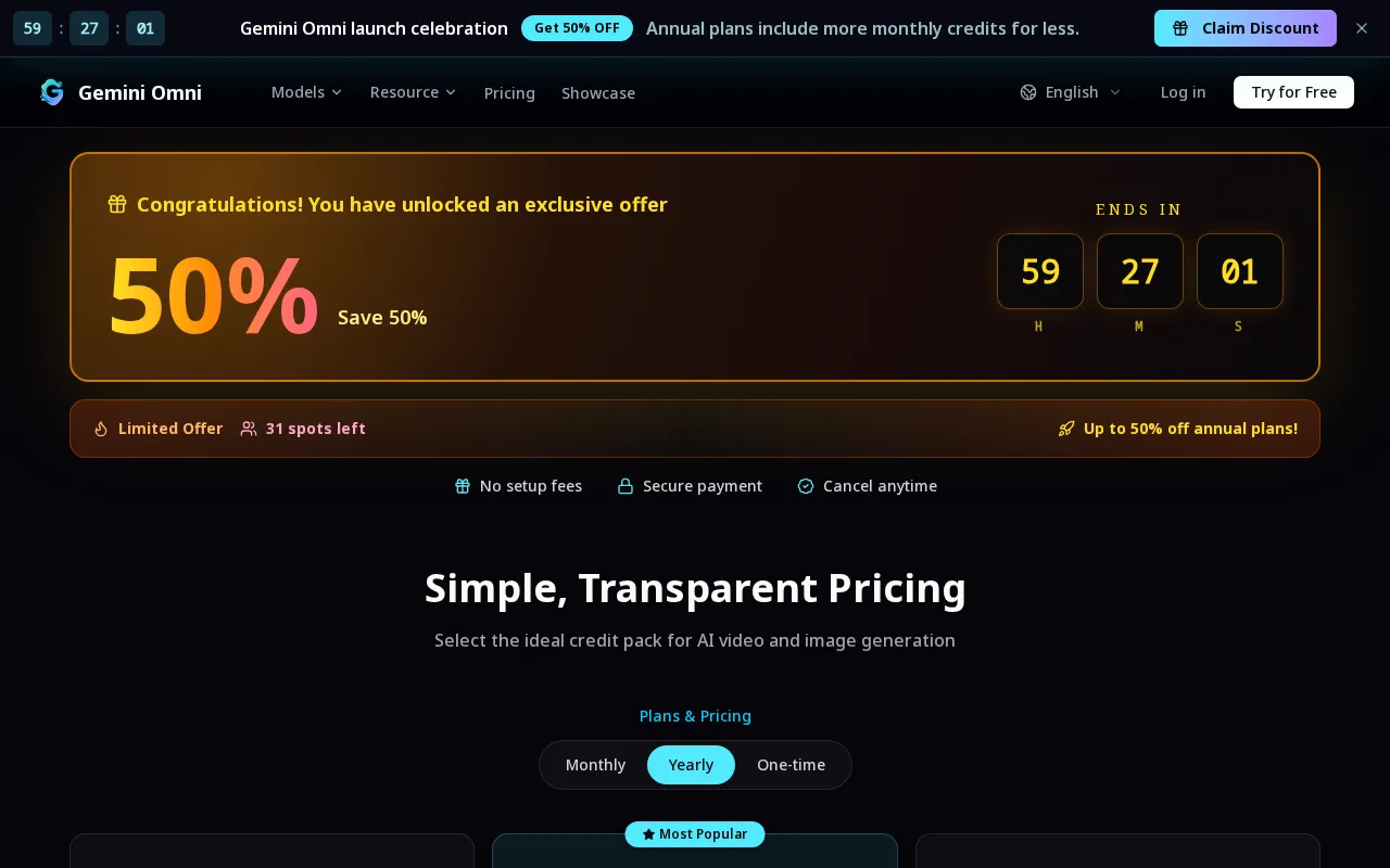 Gemini Omni Video -2 — pricing page
