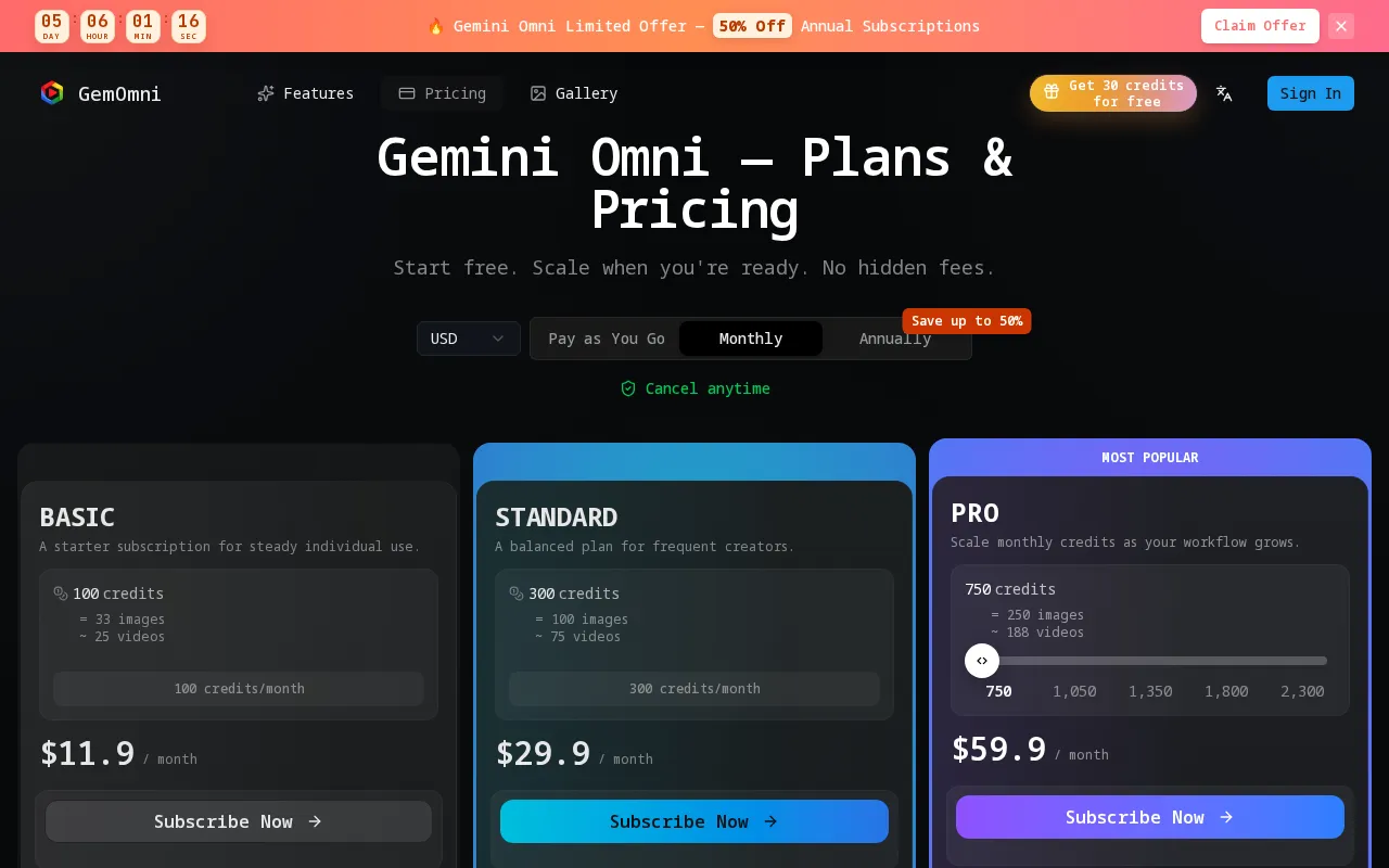 gemomni.com — pricing page