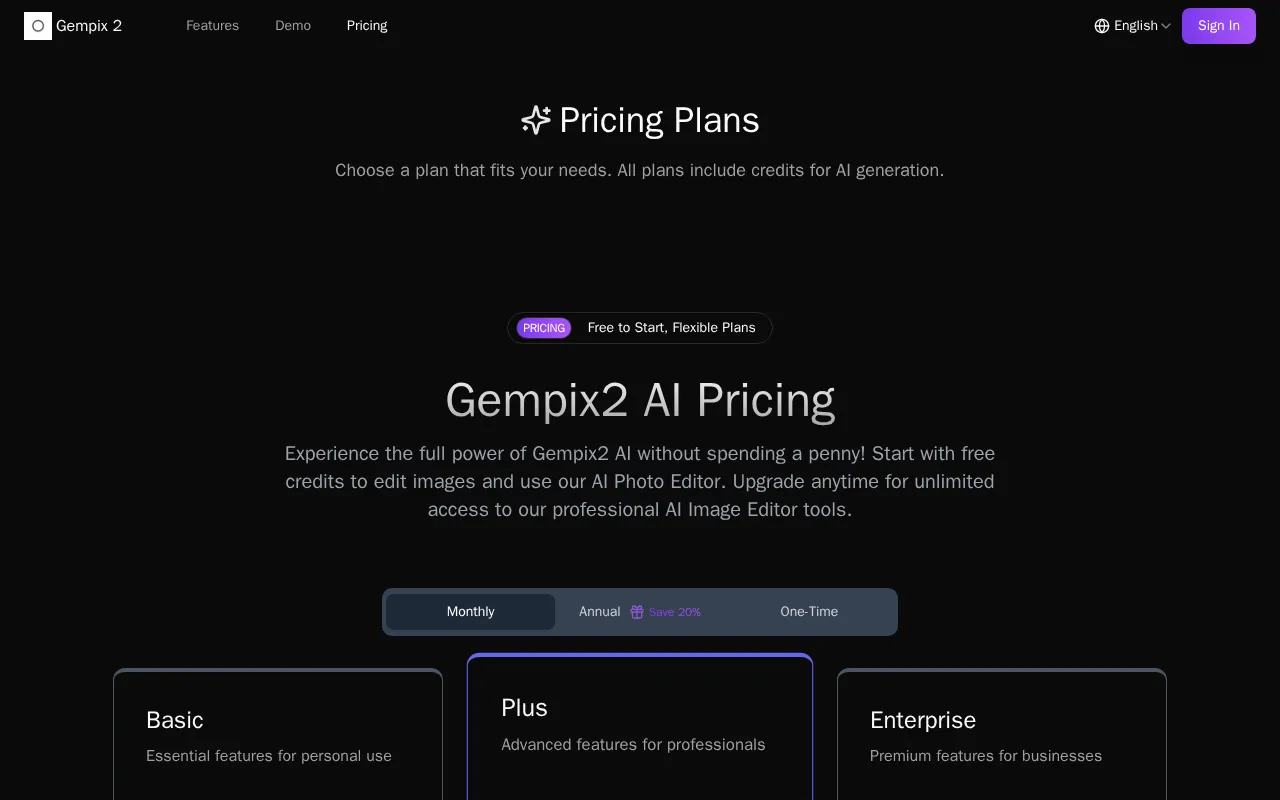 Gempix 2 — pricing page