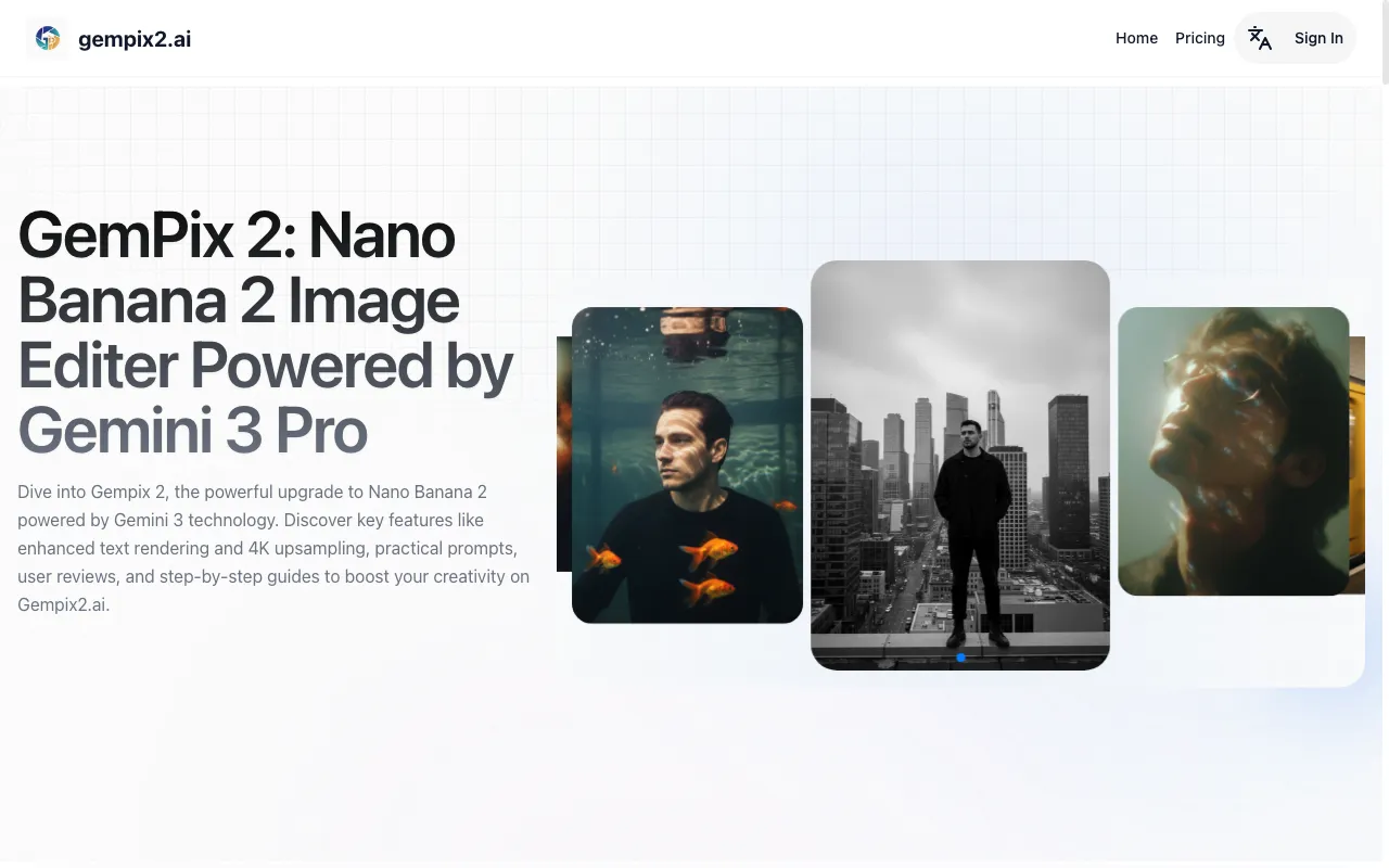 GemPix2.ai :Free Google Gempix 2 For AI Image Generation & — preview screenshot