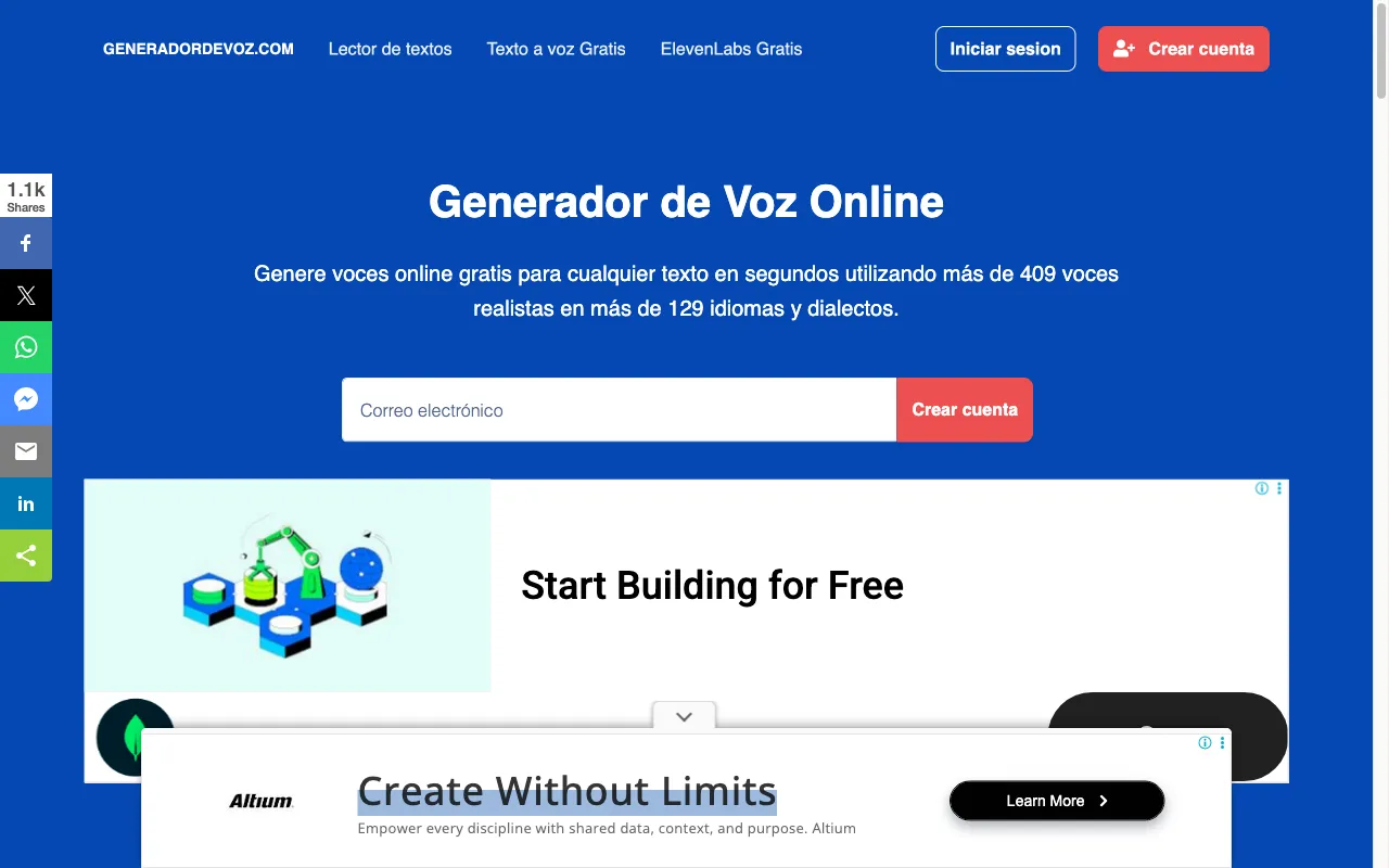 Generador de voz — preview screenshot