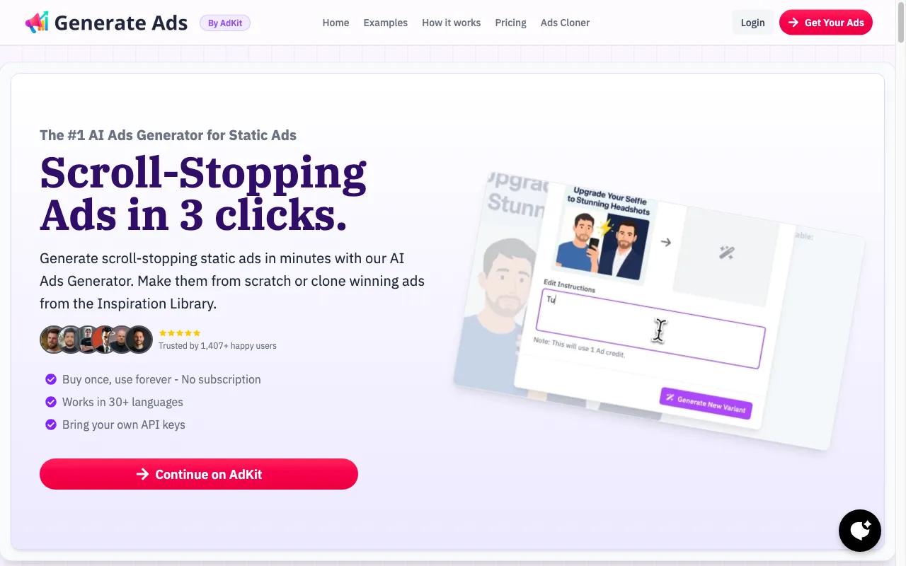 Generate Ads AI — preview screenshot