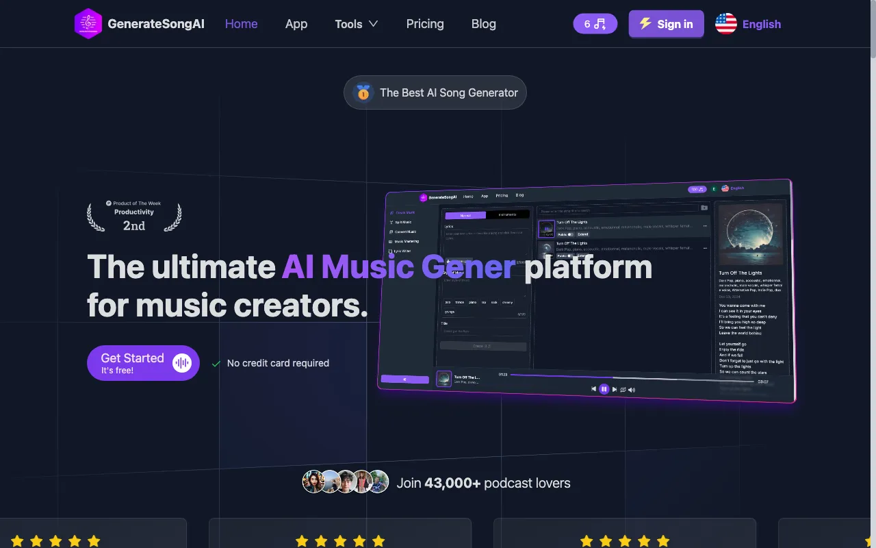 GenerateSong AI — preview screenshot