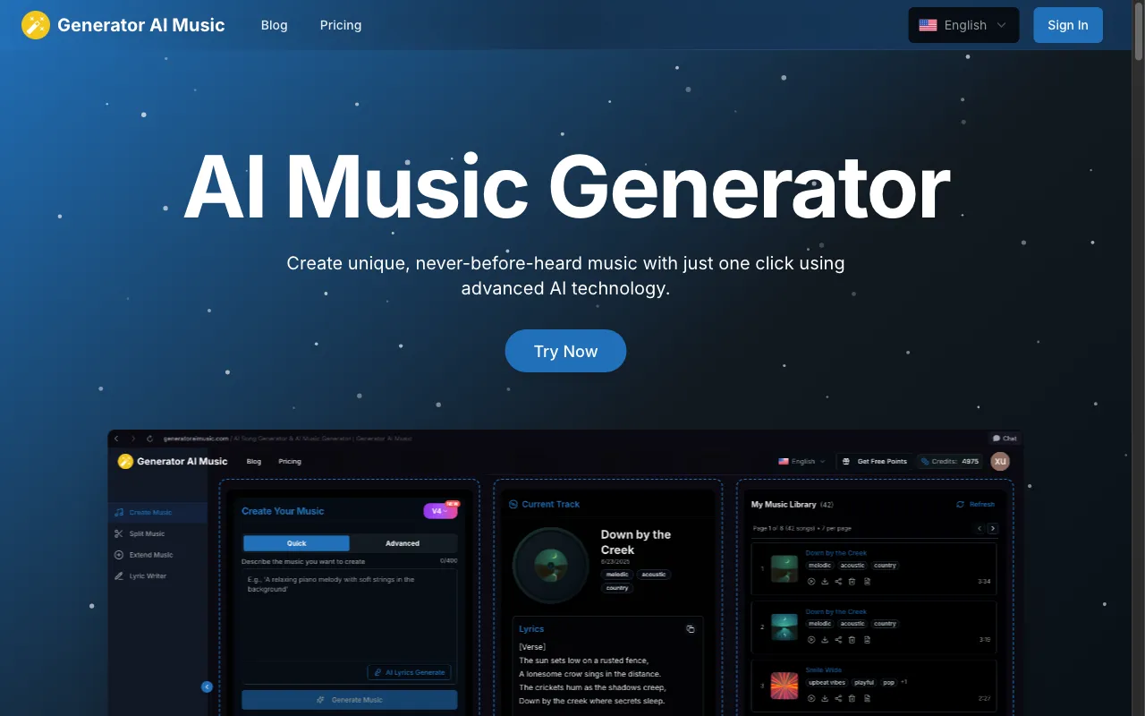 Generator AI Music — preview screenshot