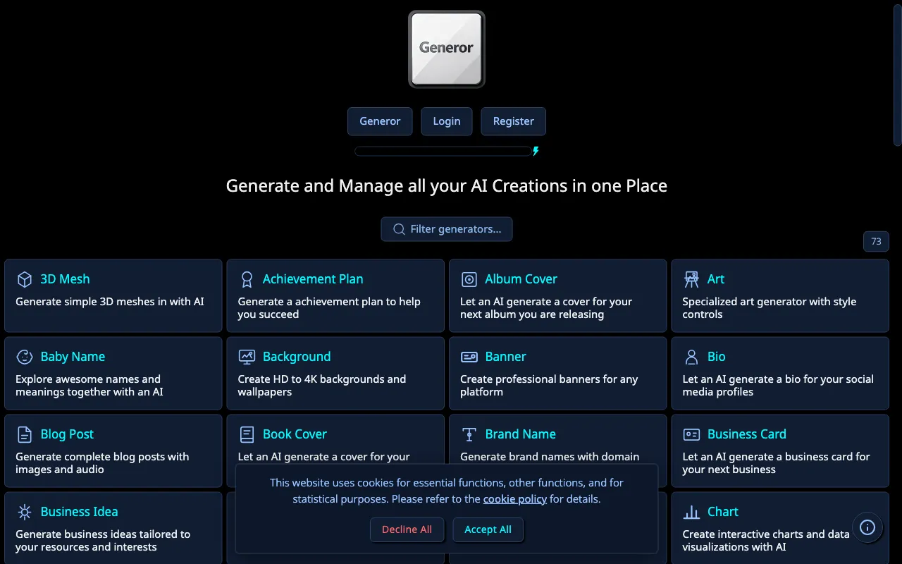 Generor — pricing page