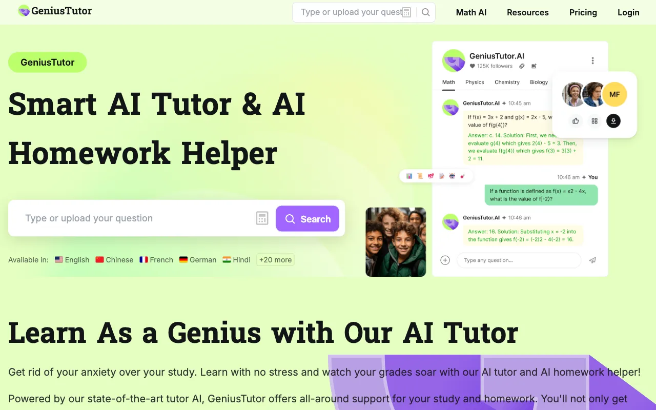 GeniusTutor ai — preview screenshot
