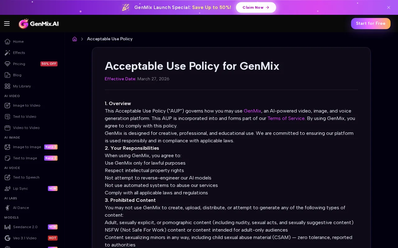 GenMix AI — pricing page