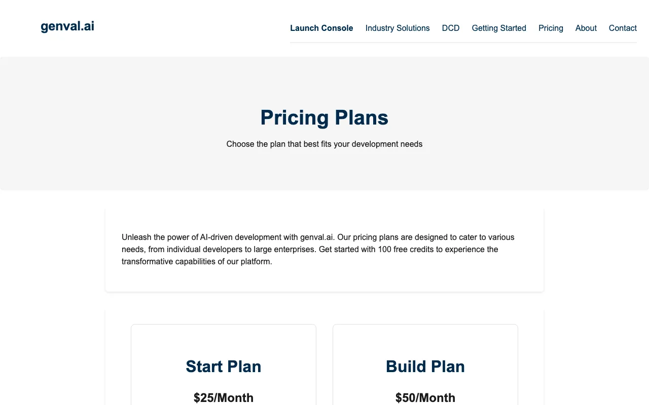 Genval — pricing page