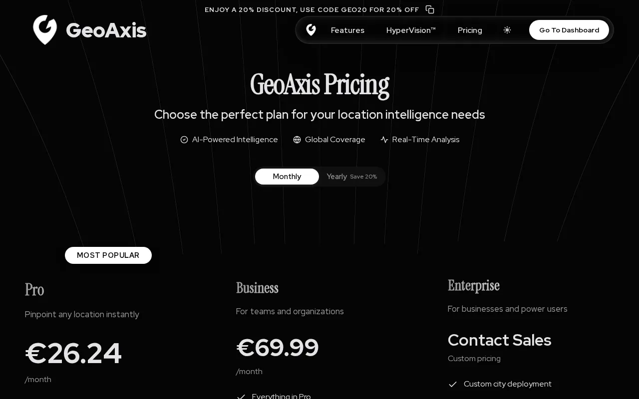 GeoAxis — pricing page