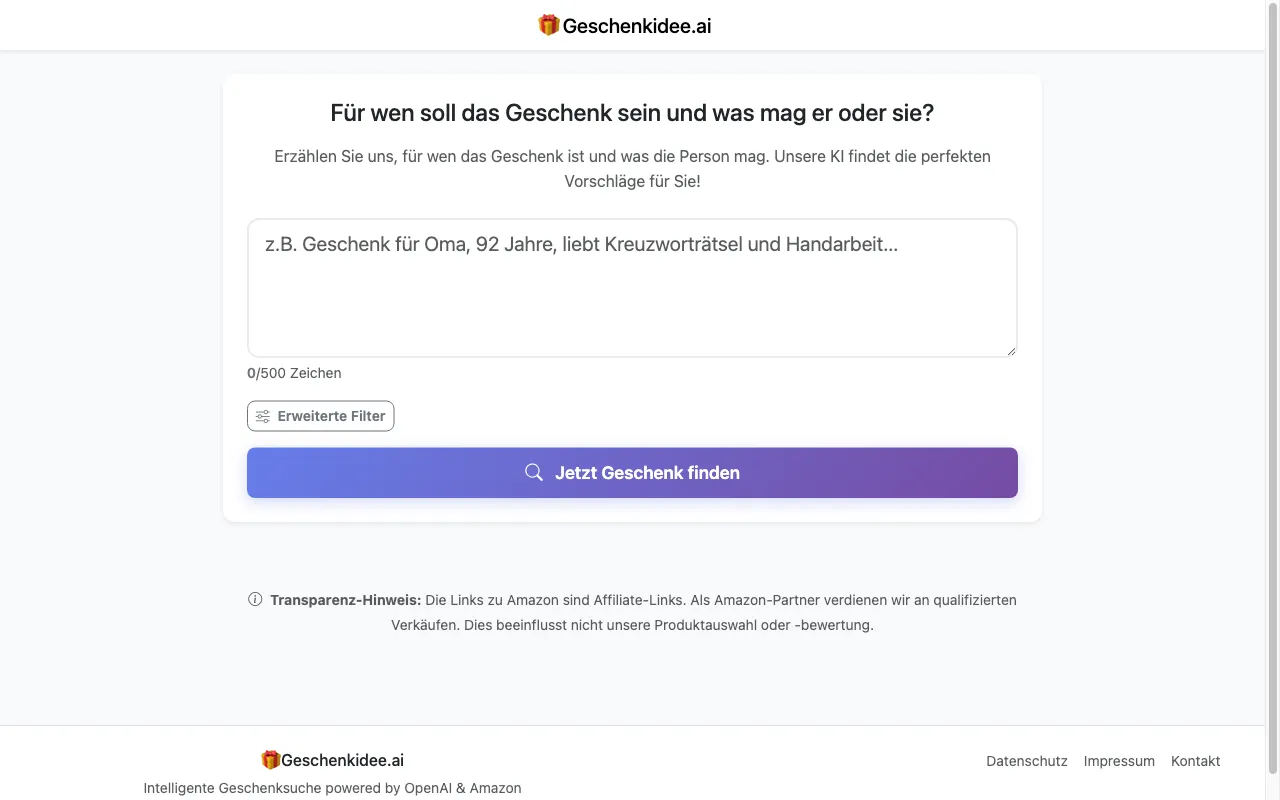 Geschenkidee.ai — preview screenshot