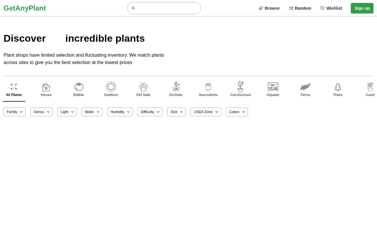 GetAnyPlant — preview screenshot
