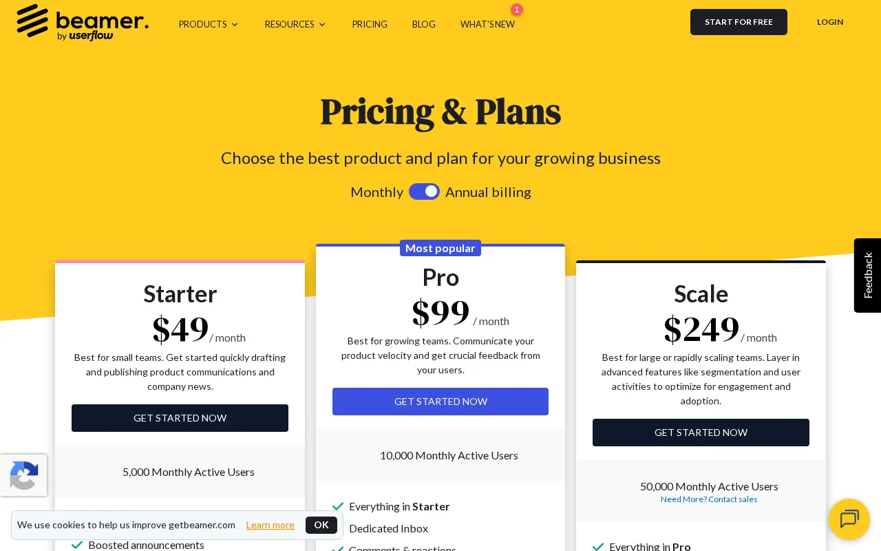 Getbeamer — pricing page