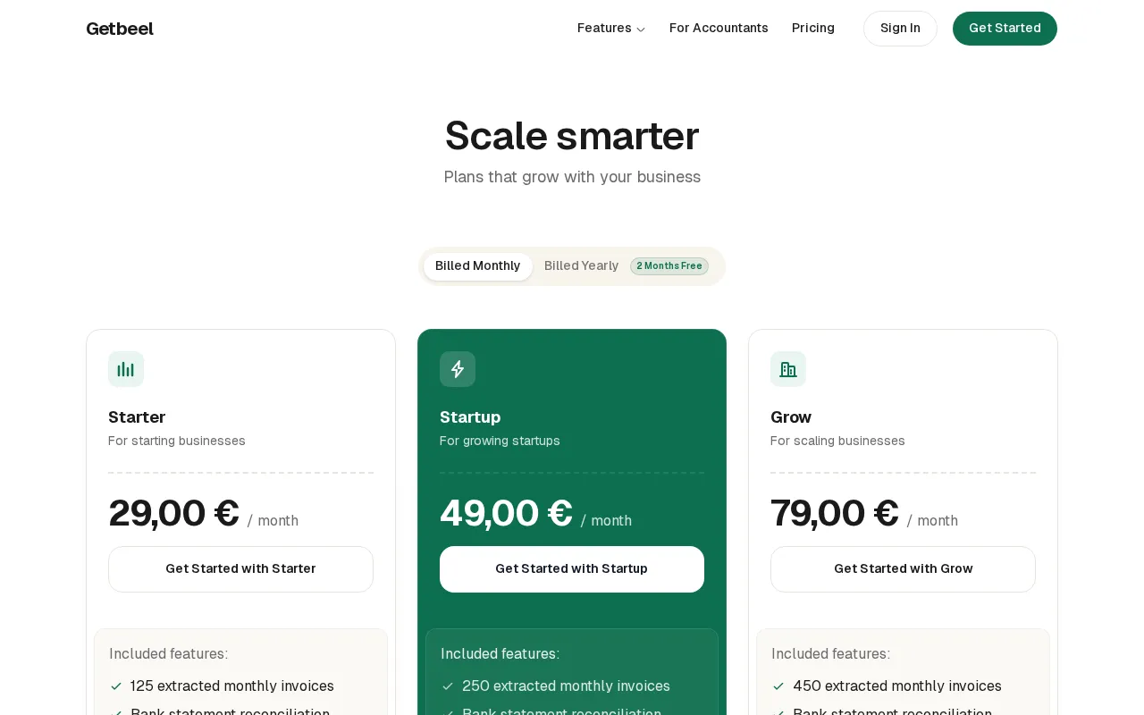 GetBeel — pricing page