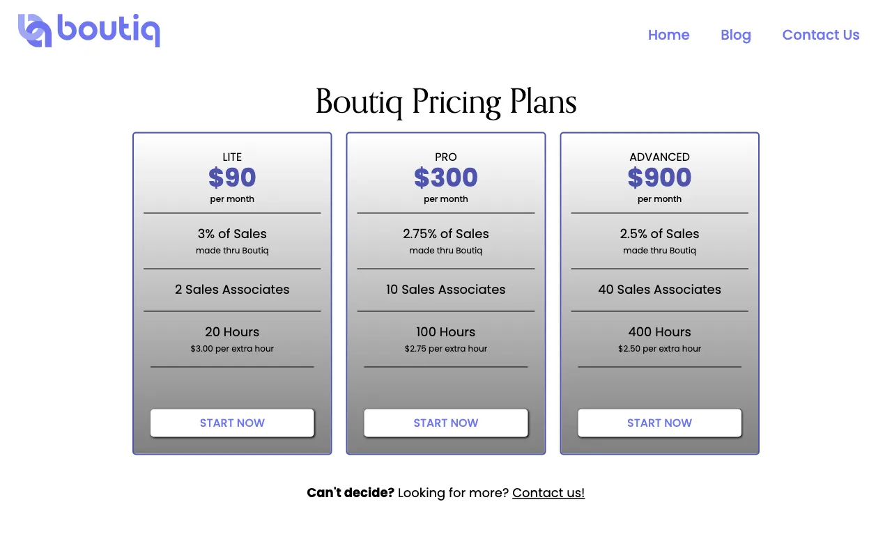 getboutiq.com — pricing page