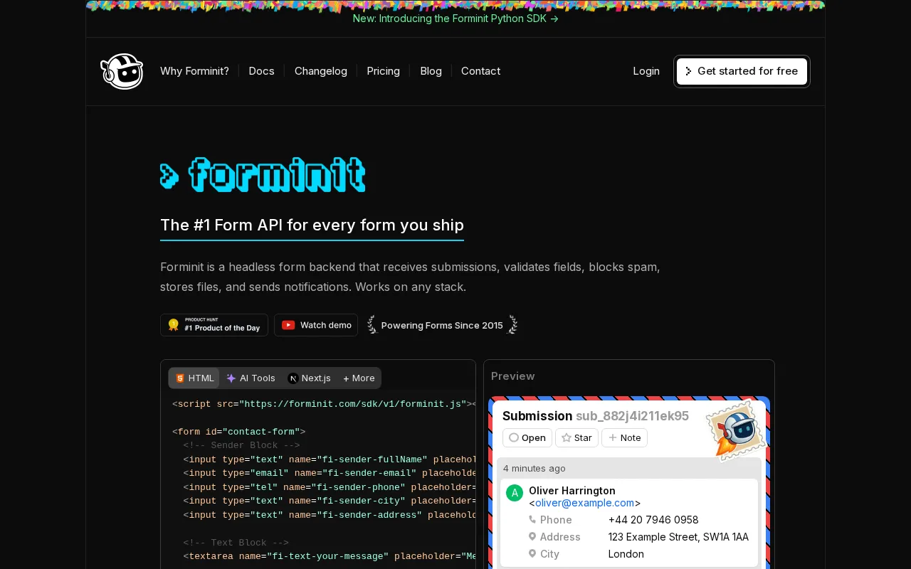 Forminit — preview screenshot