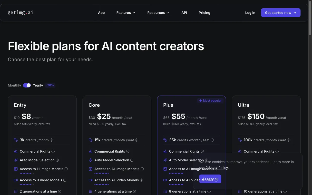 getimg.ai — pricing page