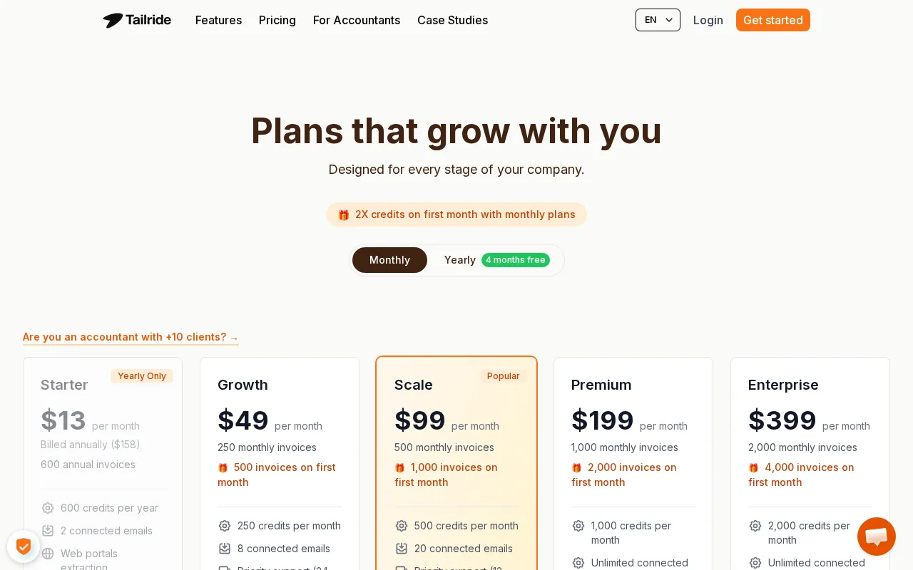 Tailride — pricing page