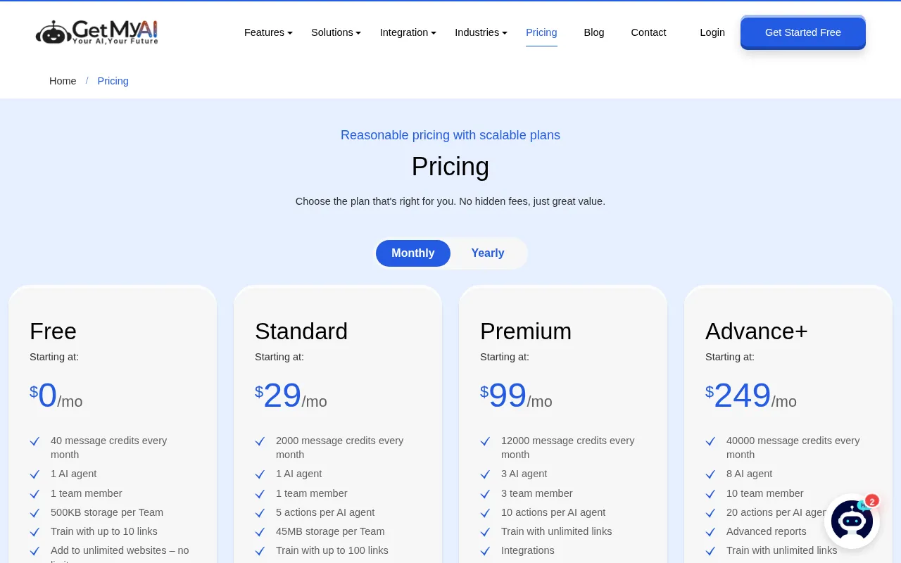 GetMyAI — pricing page
