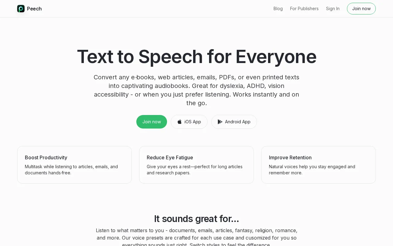 Getpeech — preview screenshot