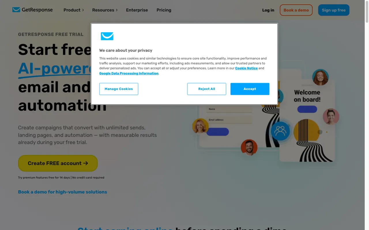 getresponse.fr — pricing page
