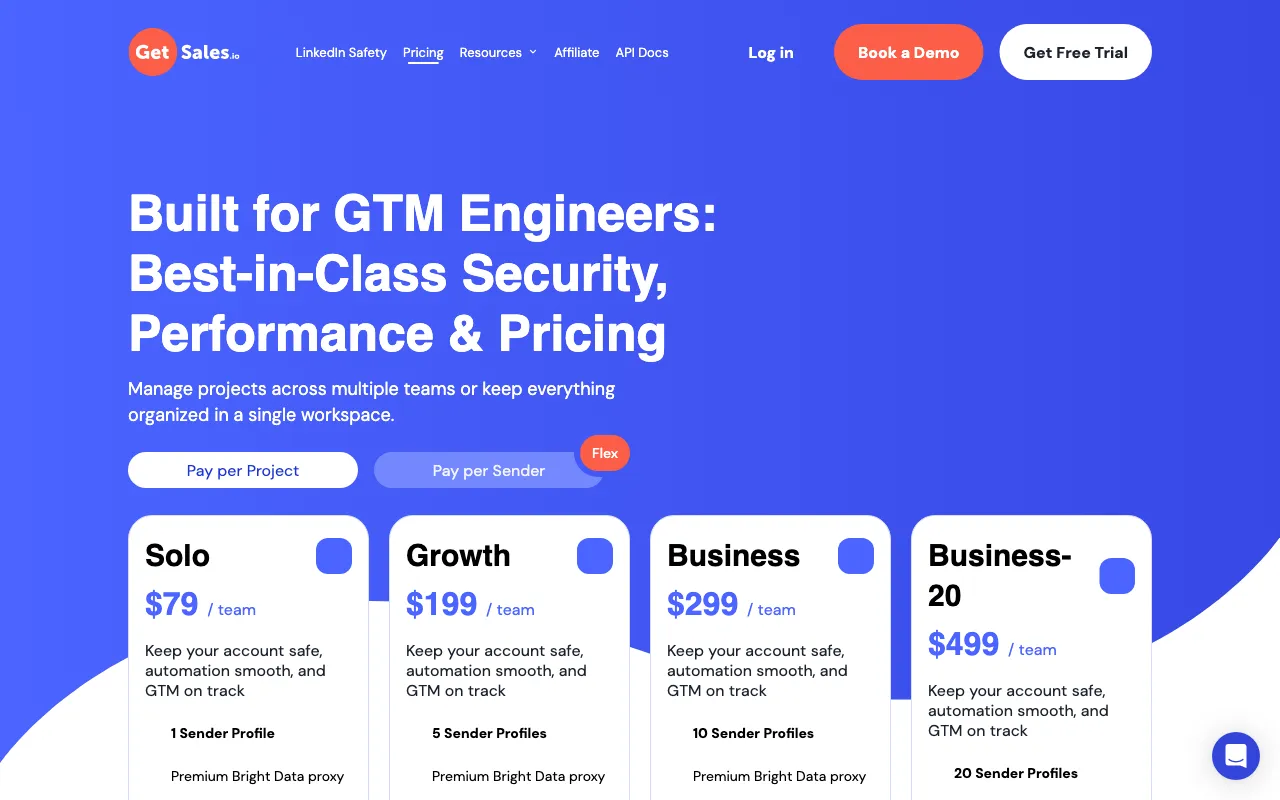 GetSales.io — pricing page