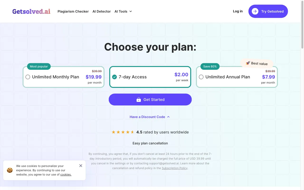 getsolved.ai — pricing page