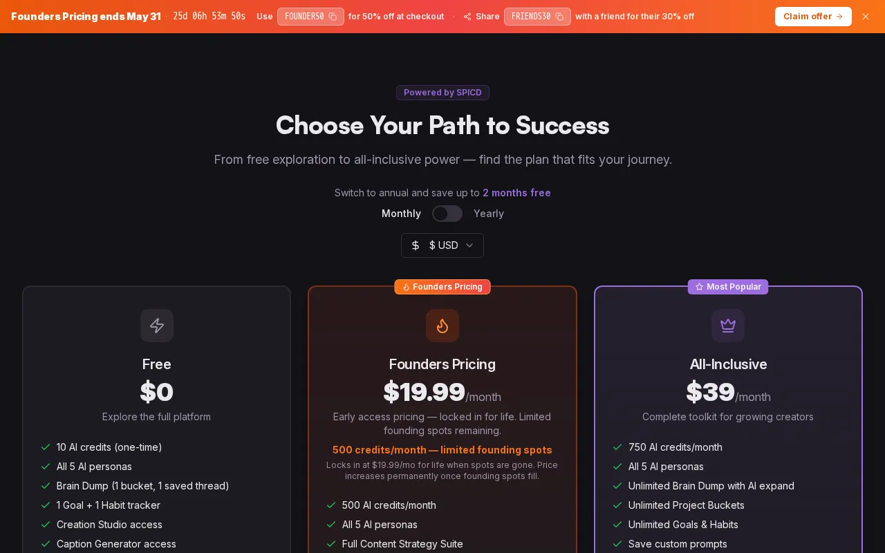 GetSpiced — pricing page