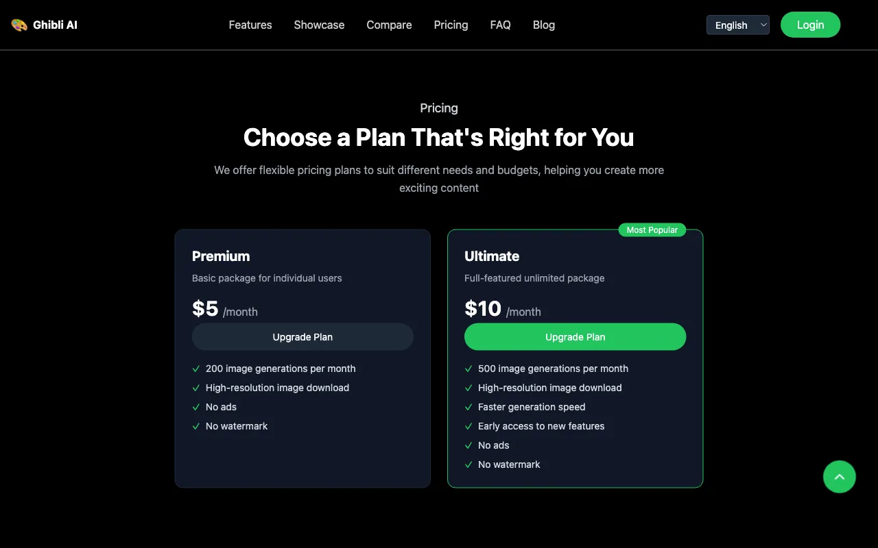 ghiblimagicmaker — pricing page