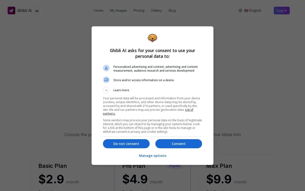 Ghibliai — pricing page