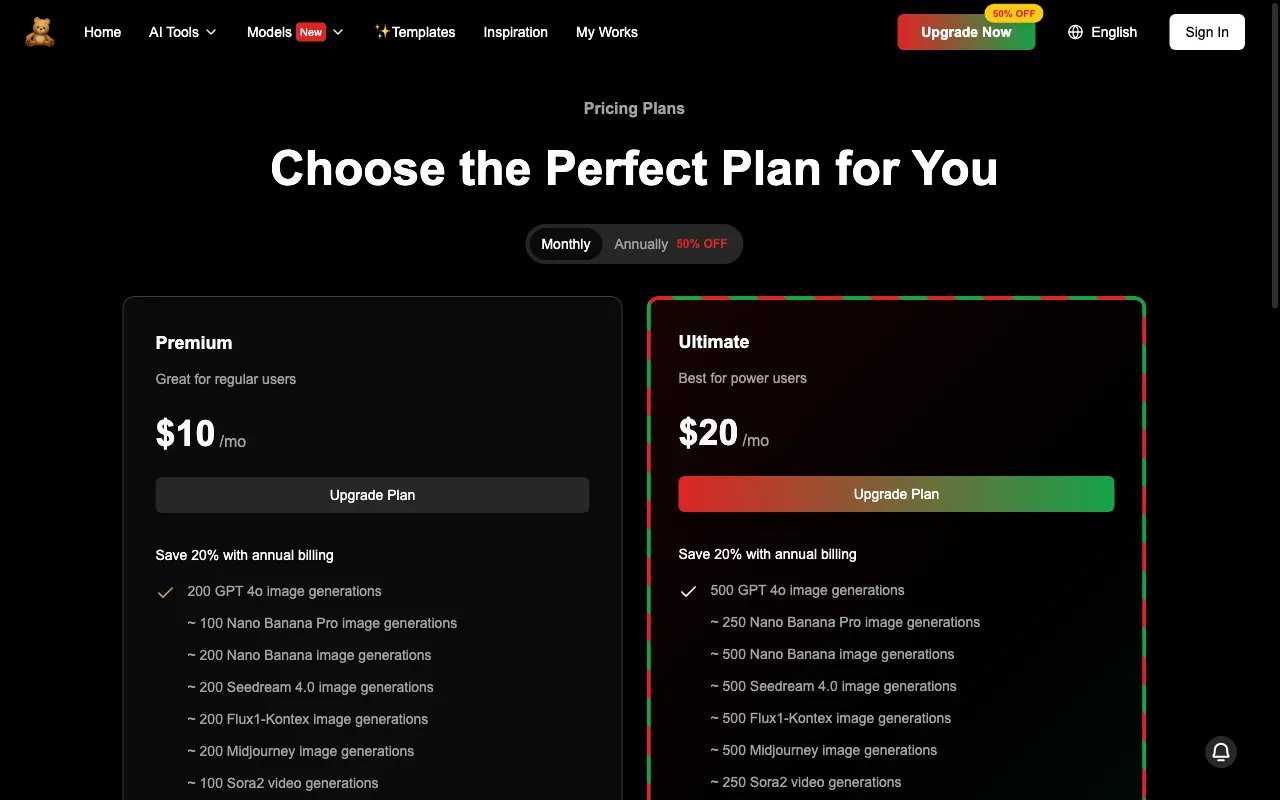 PixToArt — pricing page