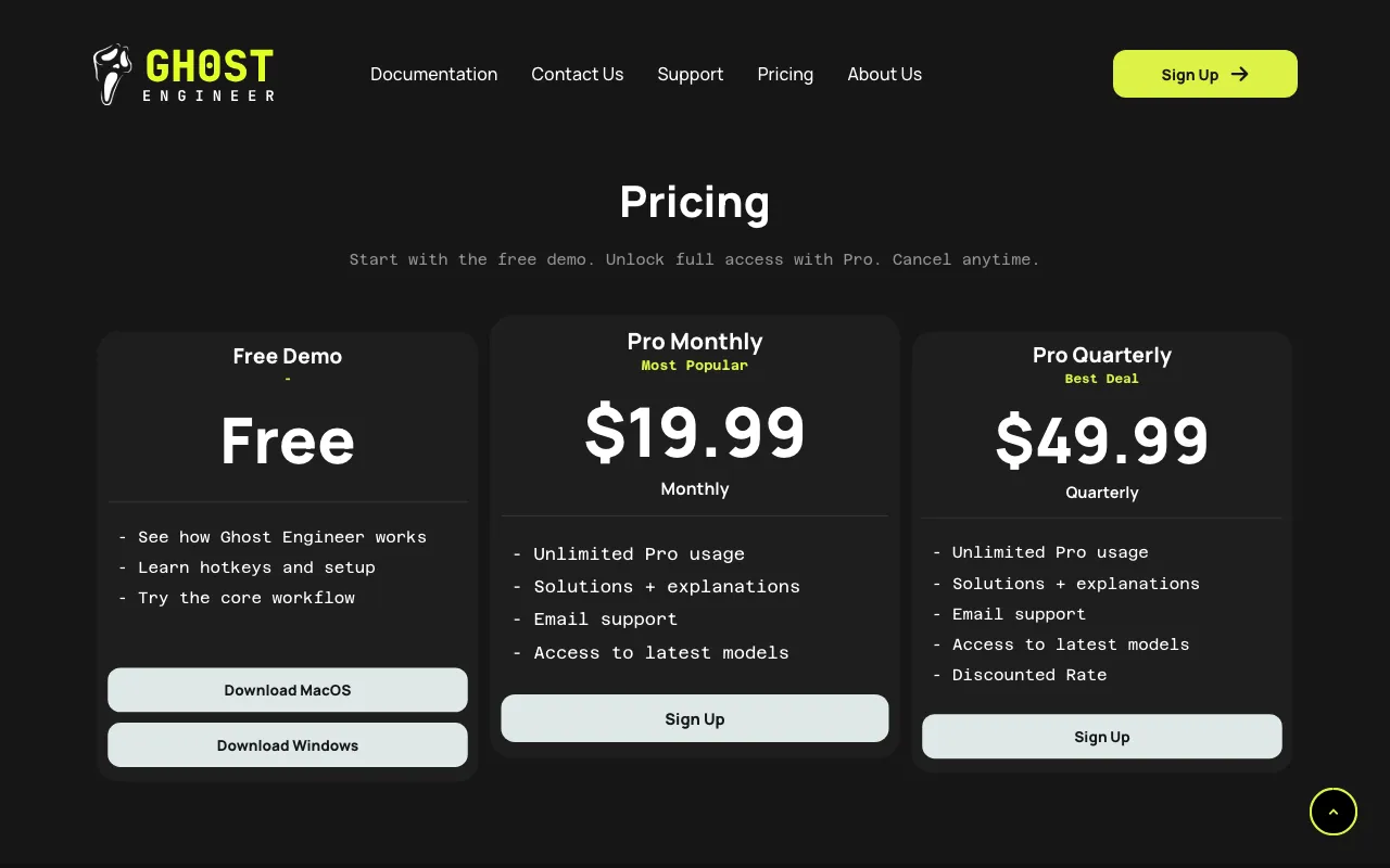 ghostengineer.com — pricing page