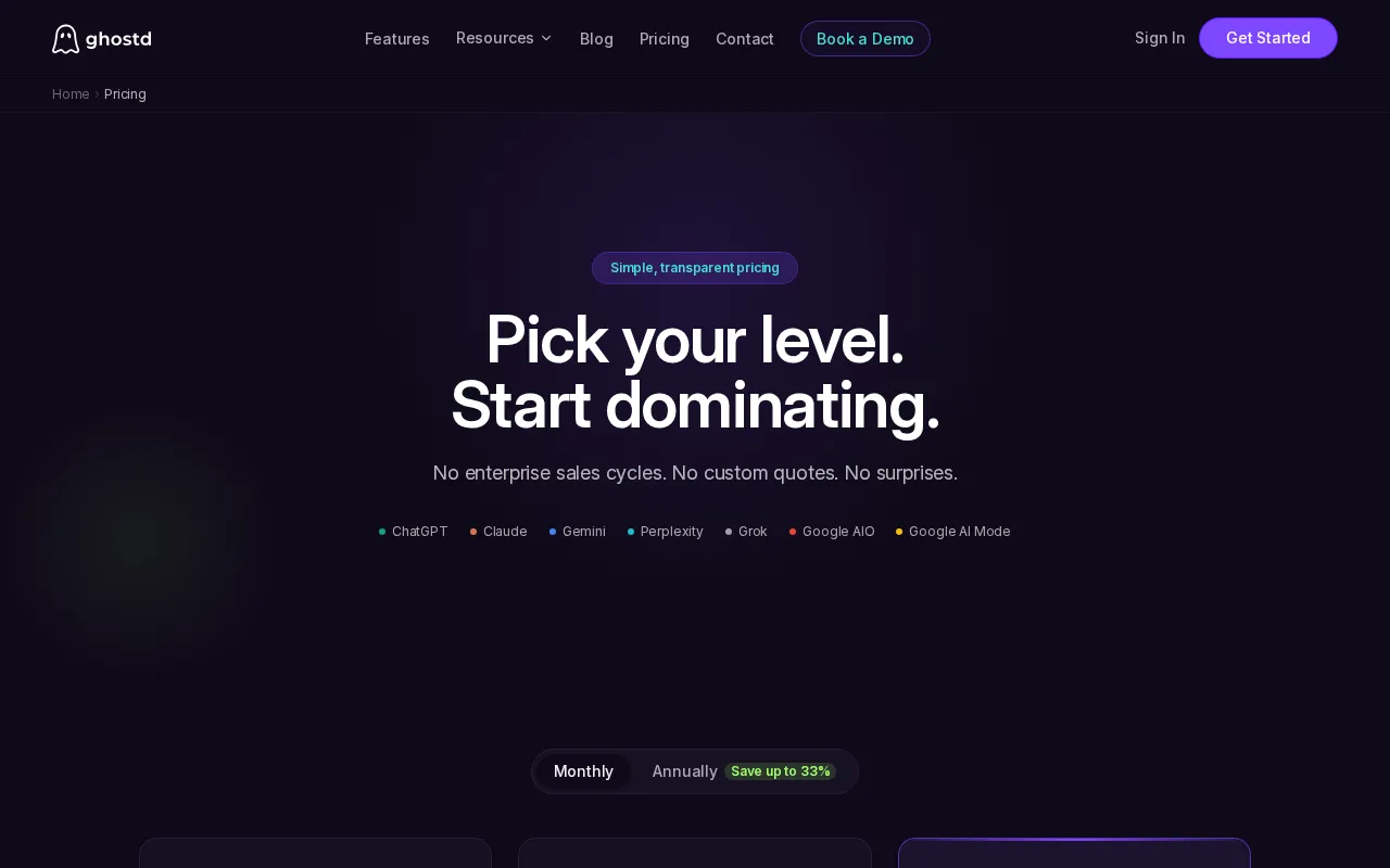 Ghostd Pro Plus — pricing page