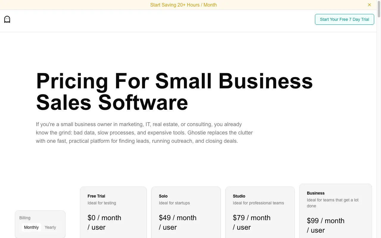 ghostie — pricing page