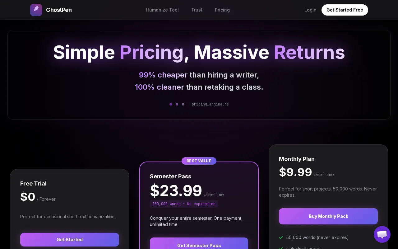 GhostPen — pricing page