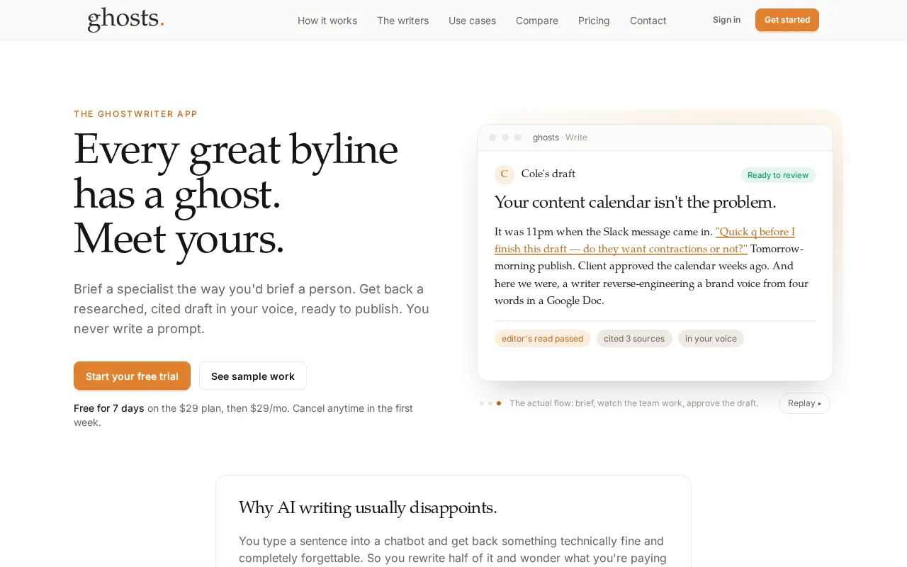 Ghosts AI Ghostwriter — preview screenshot