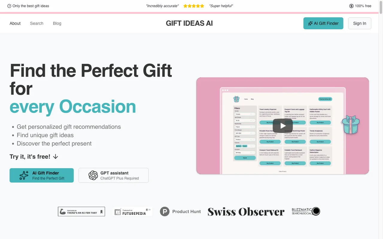 Gift Ideas AI — preview screenshot