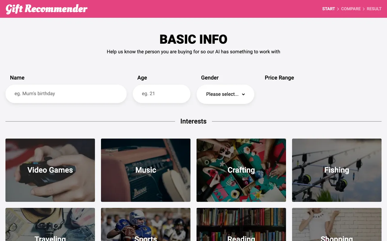 Gift Recommender — preview screenshot