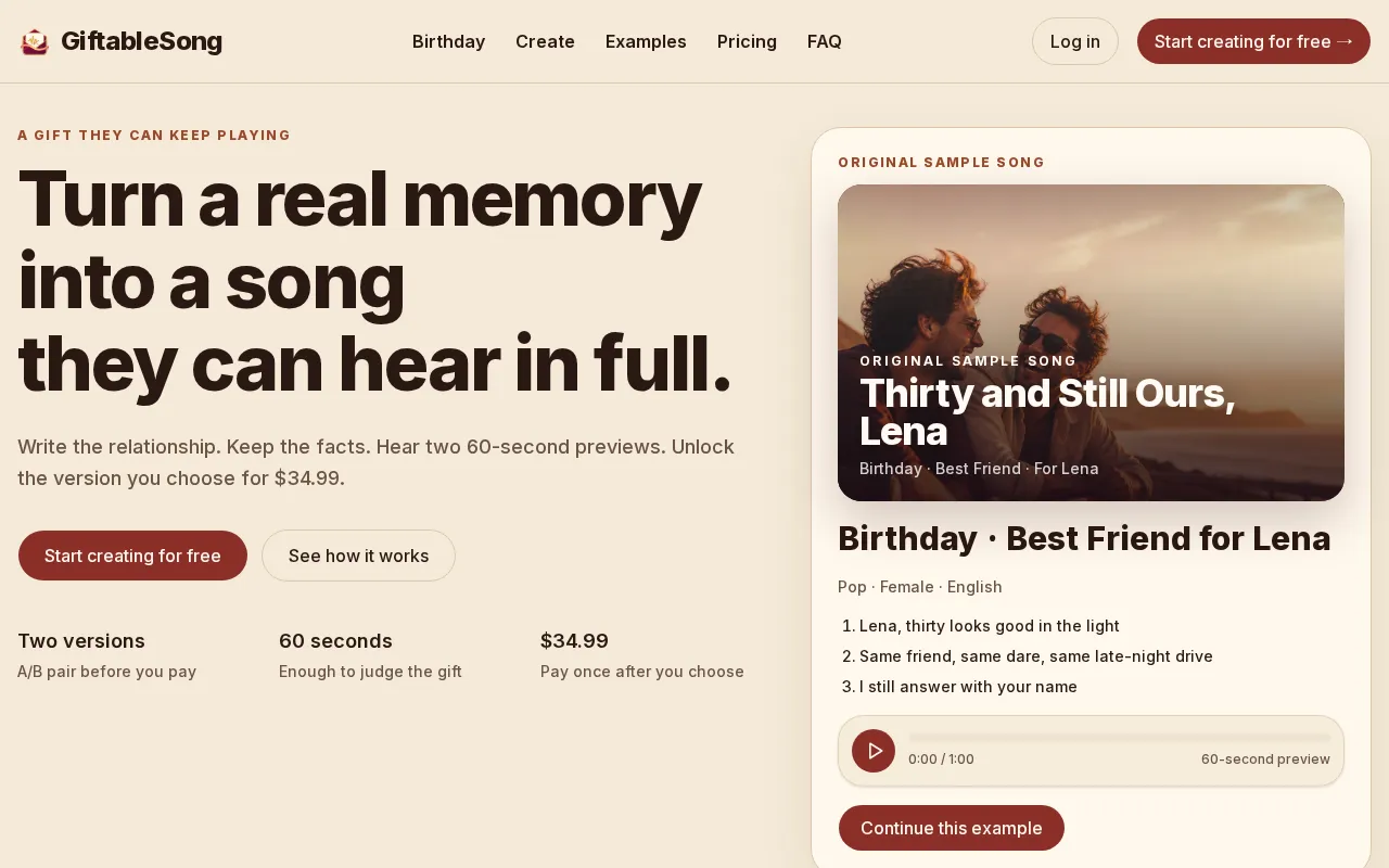 GiftableSong — preview screenshot