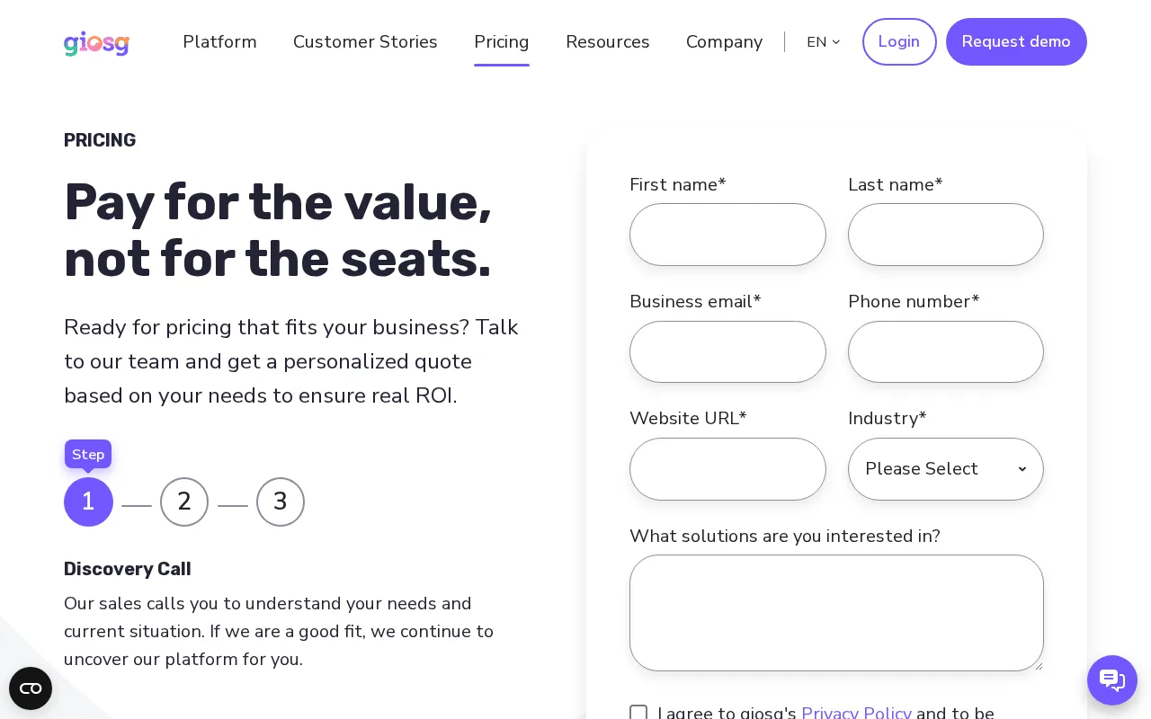 giosg — pricing page
