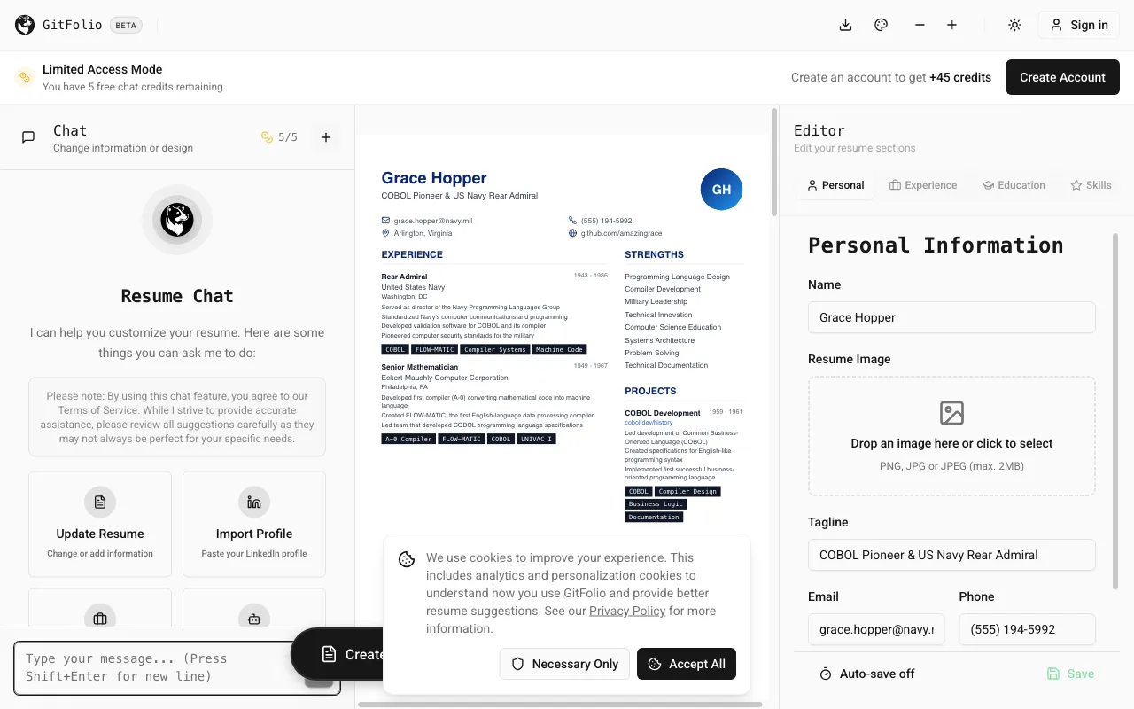 GitFolio — preview screenshot