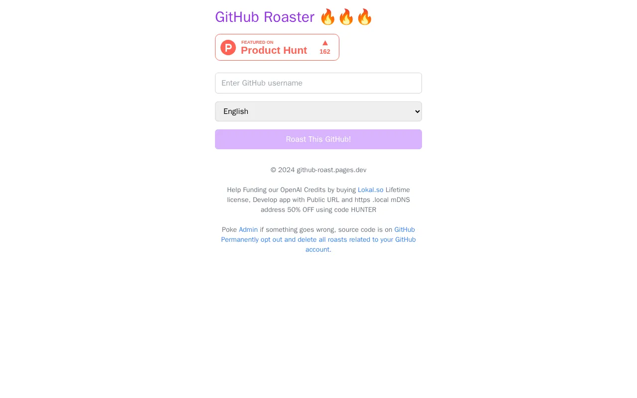 GitHub Roaster — preview screenshot