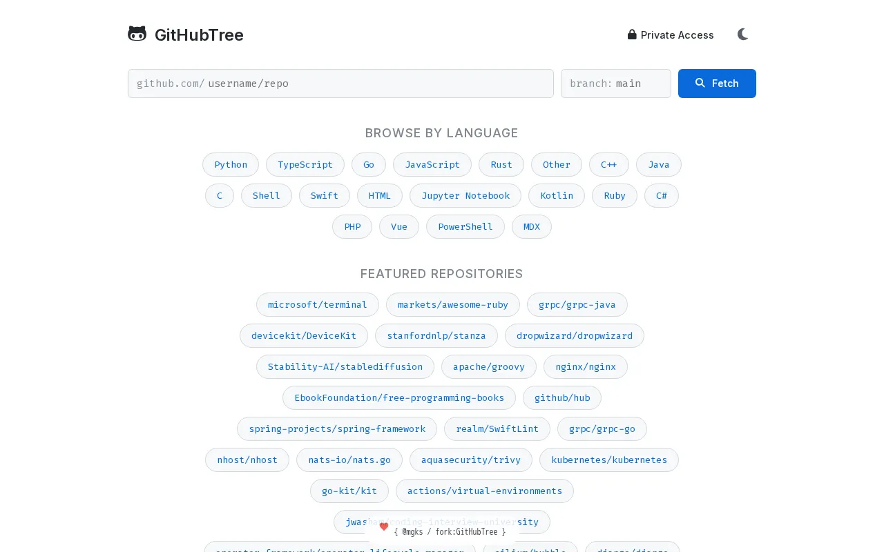 GitHubTree — preview screenshot