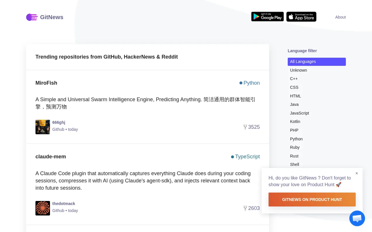 GitNews Web — preview screenshot