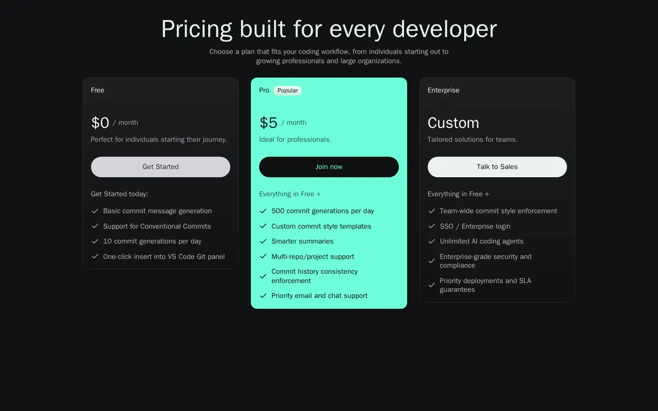 GitusAI — pricing page