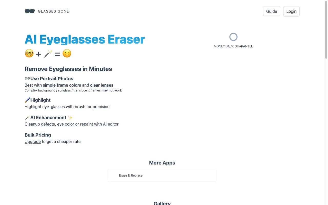 Glasses Gone — preview screenshot