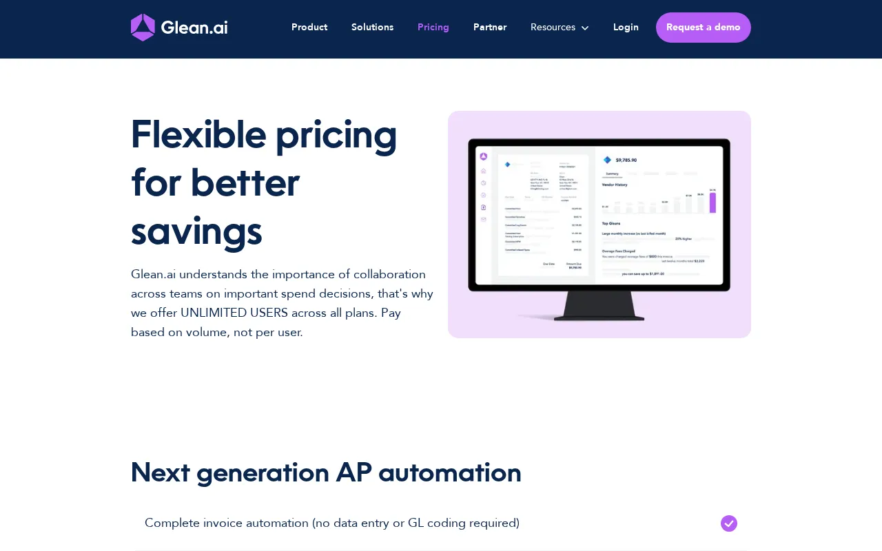 Glean AI — pricing page