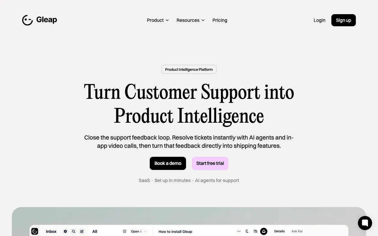 gleap.io — preview screenshot