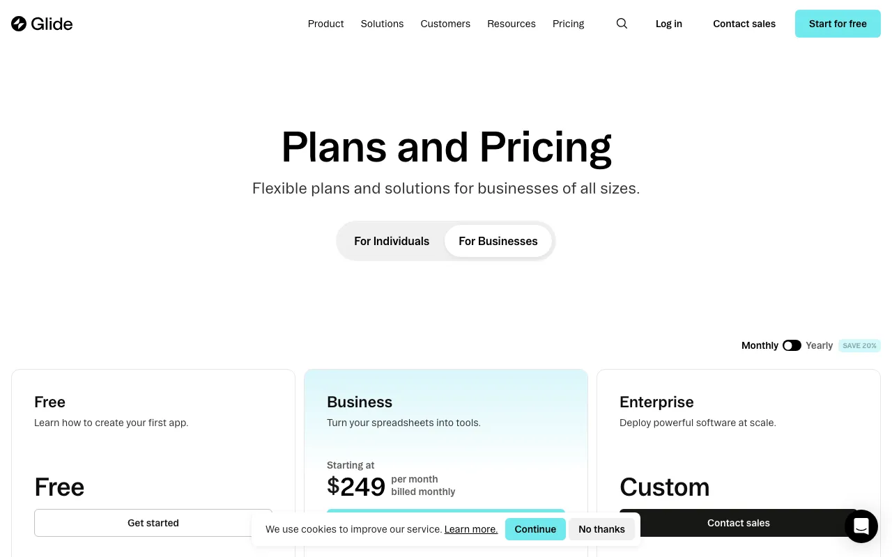Glide — pricing page