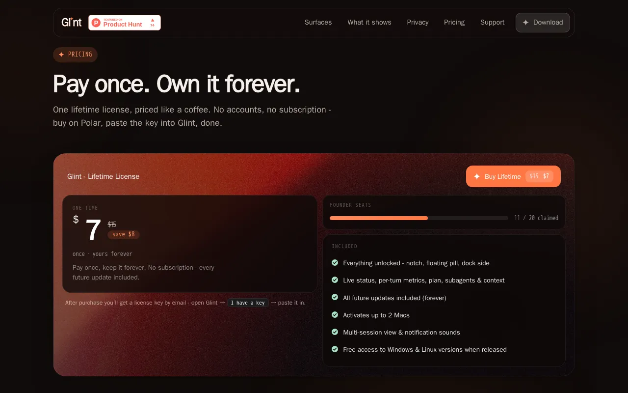 Glint — pricing page